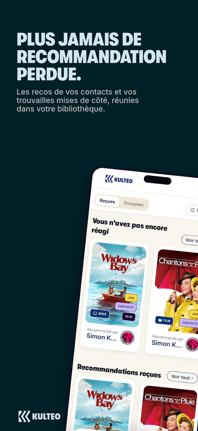 Plus jamais de recommandation perdue : les recommandations de vos contacts réunies dans votre bibliothèque.
