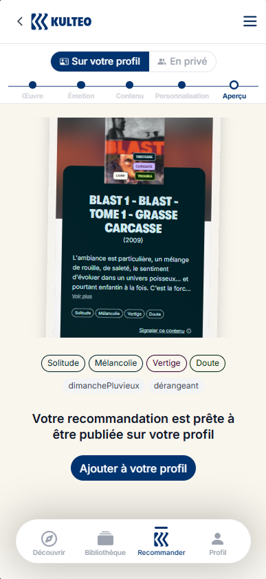 Etapes de finalisation d'une recommandation